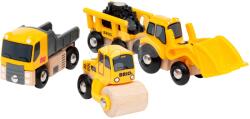BRIO Fa építőipari járművek Construction Vehicles BRIO teherautó homlokrakodóval és úthengerrel (BRIO6580)