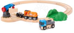 BRIO Fa vonatpálya mágneses daruval Kezdőszett Starter Lift & Load Set BRIO 14 részes kisautóval és tehervonattal (BRIO0288)