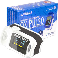 NOVAMA Pulsoximetru Novama Oxipulso, masoara saturatia de oxigen si rata pulsului, masuratori precise, display Oled, oprire automata, Alb/ Negru