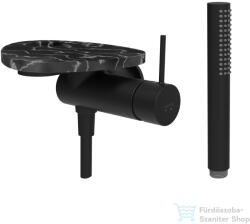Laufen ADA falsík alatti zuhany csaptelep zuhanyszettel, lyukas polccal, alaptest nélkül, PVD matt fekete/fekete márvány HF506755516000 (HF506755516000)