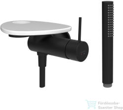 Laufen ADA falsík alatti zuhany csaptelep zuhanyszettel, lyukas polccal, alaptest nélkül, PVD matt fekete/fényes fehér HF506755511000 (HF506755511000)