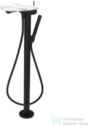 Laufen ADA szabadon álló kádtöltő csaptelep polccal, zuhanyszettel, alaptest nélkül, PVD matt fekete/fehér márvány HF506781515060 (HF506781515060)