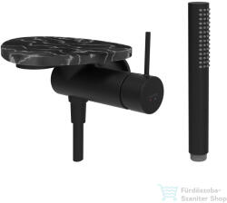 Laufen ADA falsík alatti zuhany csaptelep zuhanyszettel, polccal, alaptest nélkül, PVD matt fekete/fekete márvány HF506755516060 (HF506755516060)