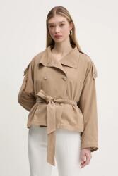 HUGO BOSS vászonkeverék kabát női, bézs, átmeneti, oversize, 50536642 - bézs 40