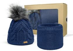 Bontis Ajándékcsomag: Női sapka bojttal és körsál - Farmerkék (gift-set-I-denim)