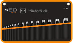 NEO TOOLS Bőrlyukasztó készlet, szénacél, 15db-os, 2-22mm, oxfordszövet tok (33-096) - szerszamparadicsom