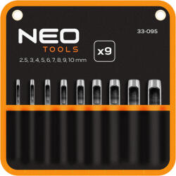 NEO TOOLS Bőrlyukasztó készlet, szénacél, 9db-os, 2, 5-10mm, oxfordszövet tok (33-095) - szerszamparadicsom
