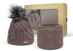 Bontis Ajándékcsomag: Női sapka bojttal és körsál - Kasmír színű (gift-set-I-cashmere)