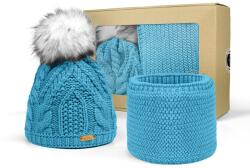 Bontis Ajándékcsomag: Női sapka bojttal és körsál - Világoskék (gift-set-I-lght-blue)