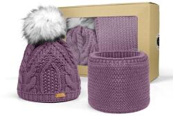 Bontis Ajándékcsomag: Női sapka bojttal és körsál - Púderlila (gift-set-I-powder-lilac)