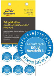 AVERY Etikett címke o20mm időjárásálló öntapadó plakett 2025-2030 15 címke/lap 8 ív/csomag Avery kék - vegyesbolt