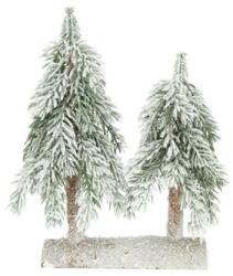  Fenyőfák farönk talpon, havas műanyag 25x12x30 cm zöld (ST22-T256A)