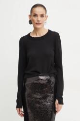 HUGO BOSS gyapjú pulóver könnyű, női, fekete - fekete S