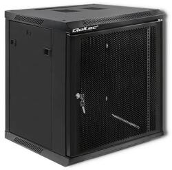 Qoltec RACK szekrény 19"| 12U | 600 x 635 x 600 | Perforált ajtók | Függesztett | Acél ház | Zár | Fekete (54490)