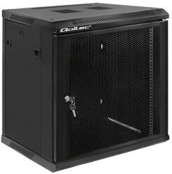 Qoltec RACK szekrény 19" | 12U | 600 x 635 x 450 | Perforált ajtók | Függesztett | Acél ház | Zár | Fekete (54488)
