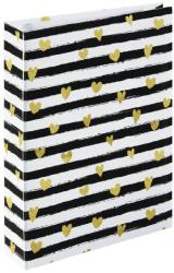  99002770 Hama fotóalbum, 10x15 cm, 200db, fekete csíkos, arany szívekkel (99002770)