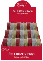 Eurowrap selyemszalag, csillogó, arany, ezüst, piros 2m karácsonyi (5) (X-34322-RC)