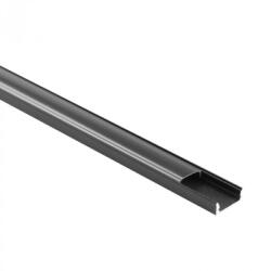 Ecolight Felületre szerelhető fekete alumínium LED profil 1m fekete borítással LED szalagokhoz + végzárókkal Ecolight N sorozat (ECOPRO0475C)