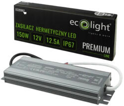 ECOLight LED tápegység Hermetic IP67 150W 12V Premium Ecolight (ECOZAS0775)