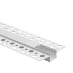 Ecolight LED alumínium profil gipszkartonhoz REGIPS süllyesztett fehér 2m matt borítással LED szalagokhoz + végzárókkal GP Ecolight sorozat (ECOPRO0120M)