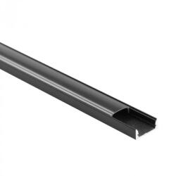 Ecolight Felületre szerelhető fekete alumínium LED profil 2m fekete borítással LED szalagokhoz + végzárókkal Ecolight N sorozat (ECOPRO0230C)