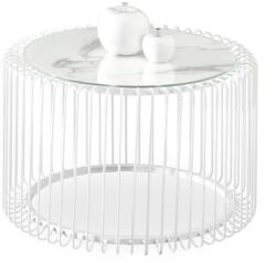 VOX bútor NAVIO M dohányzóasztal, fehér márvány-fehér