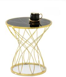 VOX bútor FARIS S dohányzóasztal, fekete márvány-arany