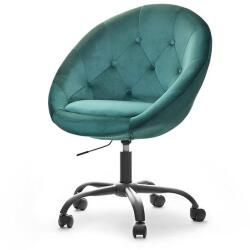 Vox bútor SALA 4 zöld velvet forgófotel, fekete, görgős talp