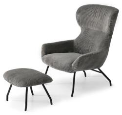 VOX bútor CONOR fotel és lábtartó, grafit kordbársony-fekete