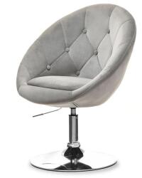 VOX bútor SALA 3 szürke plüss forgó klubfotel, krómozott talp
