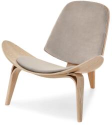 VOX bútor ROLAND hajlított fa fotel, beige velúr-tölgy