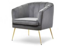 VOX bútor ESTER kagylófotel, szürke velvet-arany, készletről