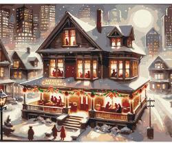 Brushme Számozott kifestő készlet, feszített vásznon, 40x50 cm - Újévi buli