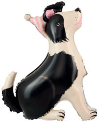 PartyPal Álló fólia lufi, Border Collie, sapkával, 76x92 cm
