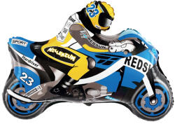 PartyPal Lufi, fólia, versenymotor, kék, 66 x53 cm, csomagolt