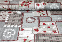 Made In Italy Anyag Pamut patchwork virágokkal és szívekkel, m. 140 cm