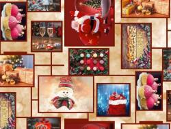  Karácsonyi mintás viaszos vászon méteráru - Christmas - 140 cm