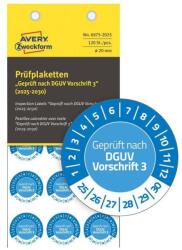 AVERY Etikett címke o20mm időjárásálló öntapadó plakett 2025-2030 15 címke/lap 8 ív/csomag Avery kék - suplix
