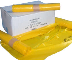 Zsák LDPE/reg 700x1100mm/35mikron, sárga, 25db/tek. , 250db/#