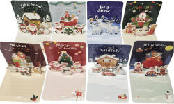  Ajándékkísérő kártya borítékkal, 3D Pop-up, 10x10cm, többféle változat (KDS-590428)