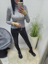  Csinos garbós nyakú mintás jégselyem felső (7) (785382)