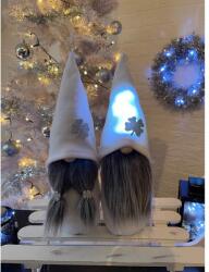 Manóvilág Szerencsehozó manó | Fehér | Szürke szakáll + Lóhere(30-35 cm, kézzel készített)