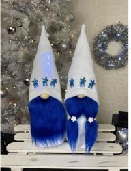 Manóvilág Karácsonyi Manó | Fehér | Kék Szakáll + Rénszarvas(30-35cm, kézzel készített)