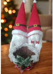 Manóvilág Páros Mikulás manó /kosárral/30-35 cm/Piros