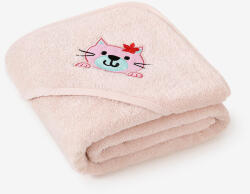 Goldea gyermek frottír fördőlepedő csuklyás - cicuka világos rózsaszínen 100 x 100 cm