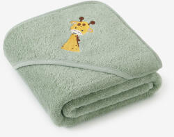 Goldea gyermek frottír fördőlepedő csuklyás - zsiráf zsályaszínű alapon 100 x 100 cm