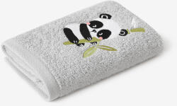 Goldea gyermek frottír törölköző - panda világosszürkén 30 x 50 cm