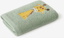 Goldea gyermek frottír törölköző - zsiráf zsályaszínű alapon 30 x 50 cm