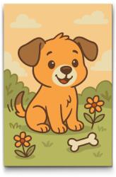  Festés számok szerint - Kiskutya a réten Méret: 20x30cm, Keretezés: Kartonlemezen