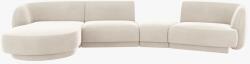 Micadoni Coltar modular Miley 325x156 cm tapiterie catifea cu taburet integrat (MH114)